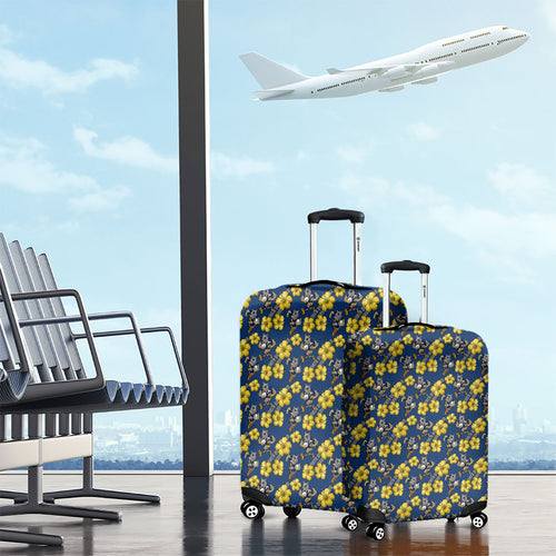 North Queensland Cowboys Luggage Cover Tropical Hibiscus Floral Seamless Rugby Mascot