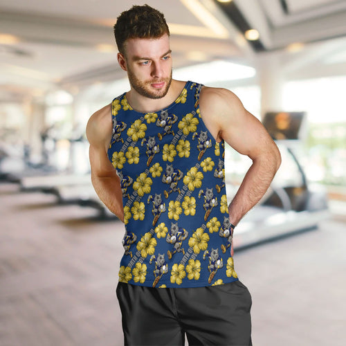 North Queensland Cowboys Men Tank Top Tropical Hibiscus Floral Seamless Rugby Mascot