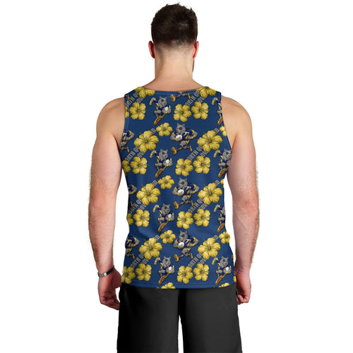 North Queensland Cowboys Men Tank Top Tropical Hibiscus Floral Seamless Rugby Mascot