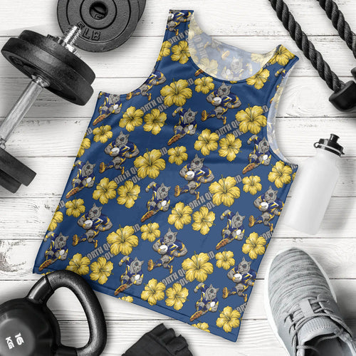 North Queensland Cowboys Men Tank Top Tropical Hibiscus Floral Seamless Rugby Mascot