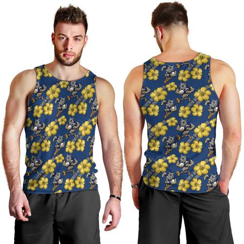 North Queensland Cowboys Men Tank Top Tropical Hibiscus Floral Seamless Rugby Mascot