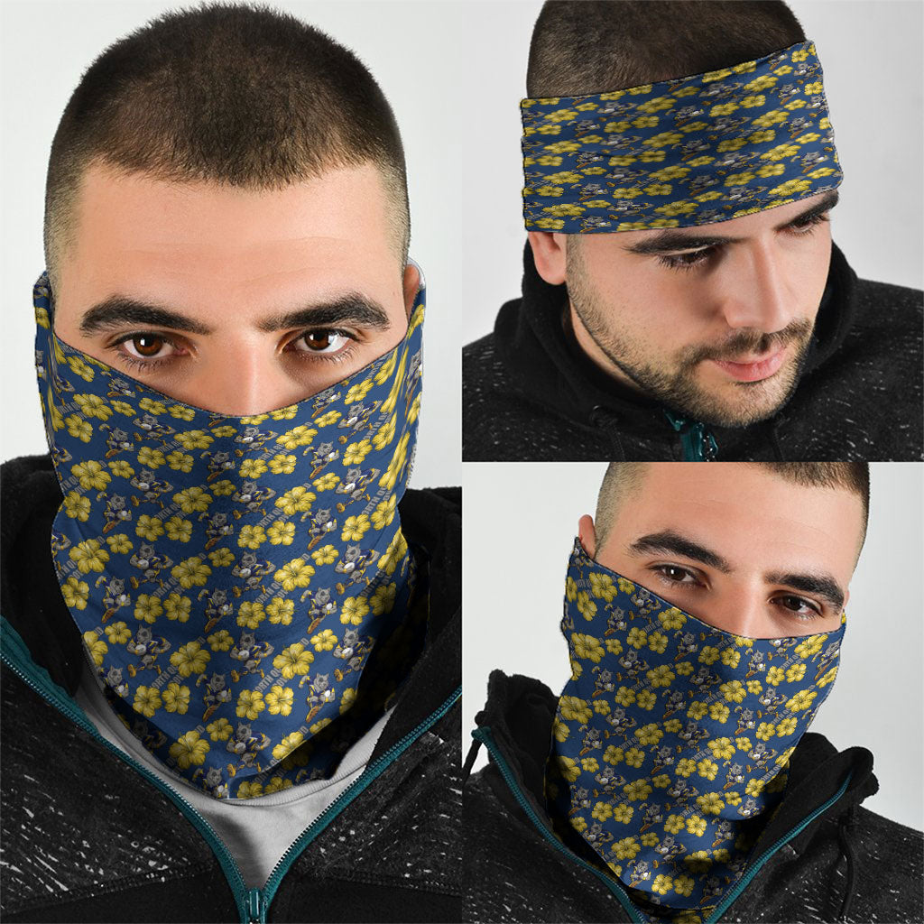 North Queensland Cowboys Neck Gaiter Tropical Hibiscus Floral Seamless Rugby Mascot
