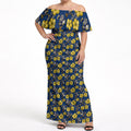 North Queensland Cowboys Off Shoulder Maxi Dress Tropical Hibiscus Floral Seamless Rugby Mascot