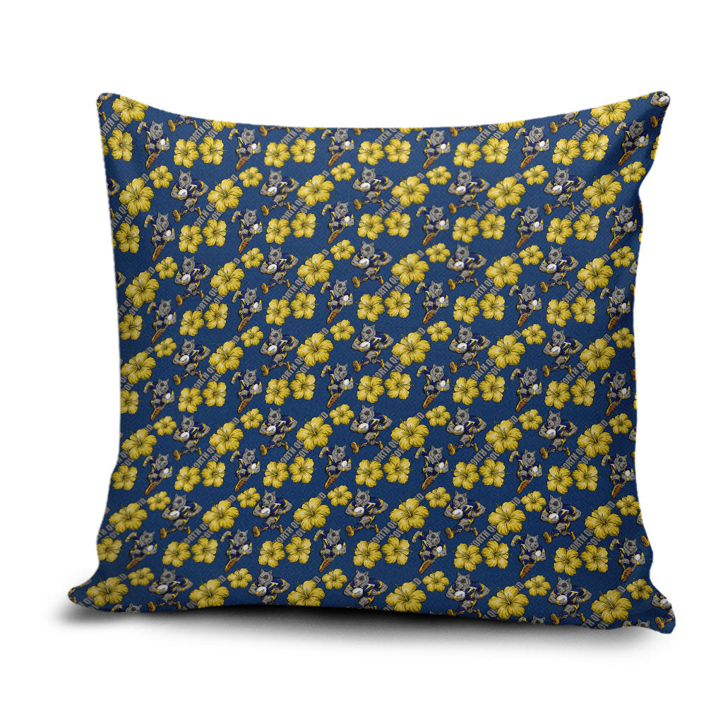 North Queensland Cowboys Pillow Cover Tropical Hibiscus Floral Seamless Rugby Mascot