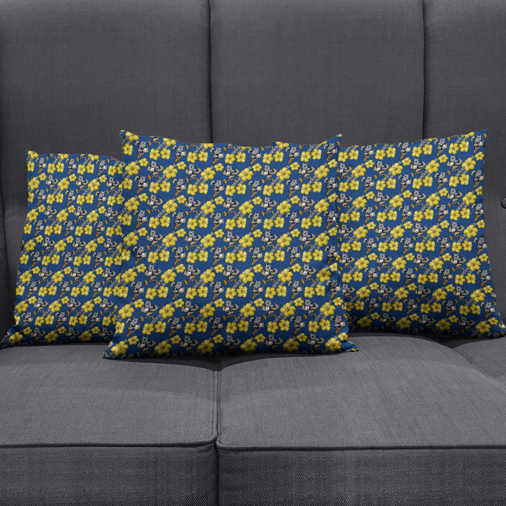 North Queensland Cowboys Pillow Cover Tropical Hibiscus Floral Seamless Rugby Mascot