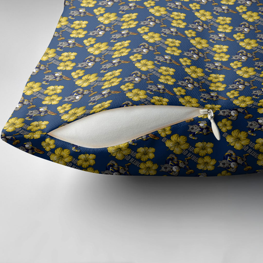 North Queensland Cowboys Pillow Cover Tropical Hibiscus Floral Seamless Rugby Mascot