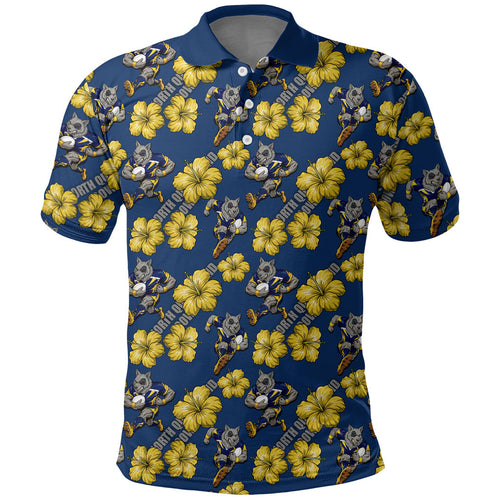 North Queensland Cowboys Polo Shirt Tropical Hibiscus Floral Seamless Rugby Mascot