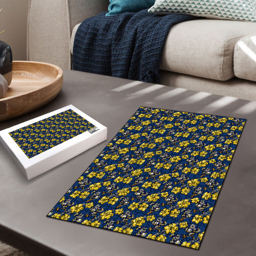 North Queensland Cowboys Puzzle Tropical Hibiscus Floral Seamless Rugby Mascot