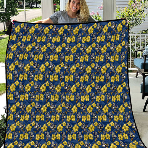 North Queensland Cowboys Quilt Tropical Hibiscus Floral Seamless Rugby Mascot