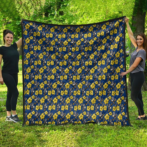 North Queensland Cowboys Quilt Tropical Hibiscus Floral Seamless Rugby Mascot