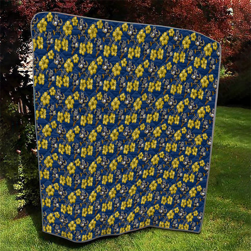 North Queensland Cowboys Quilt Tropical Hibiscus Floral Seamless Rugby Mascot