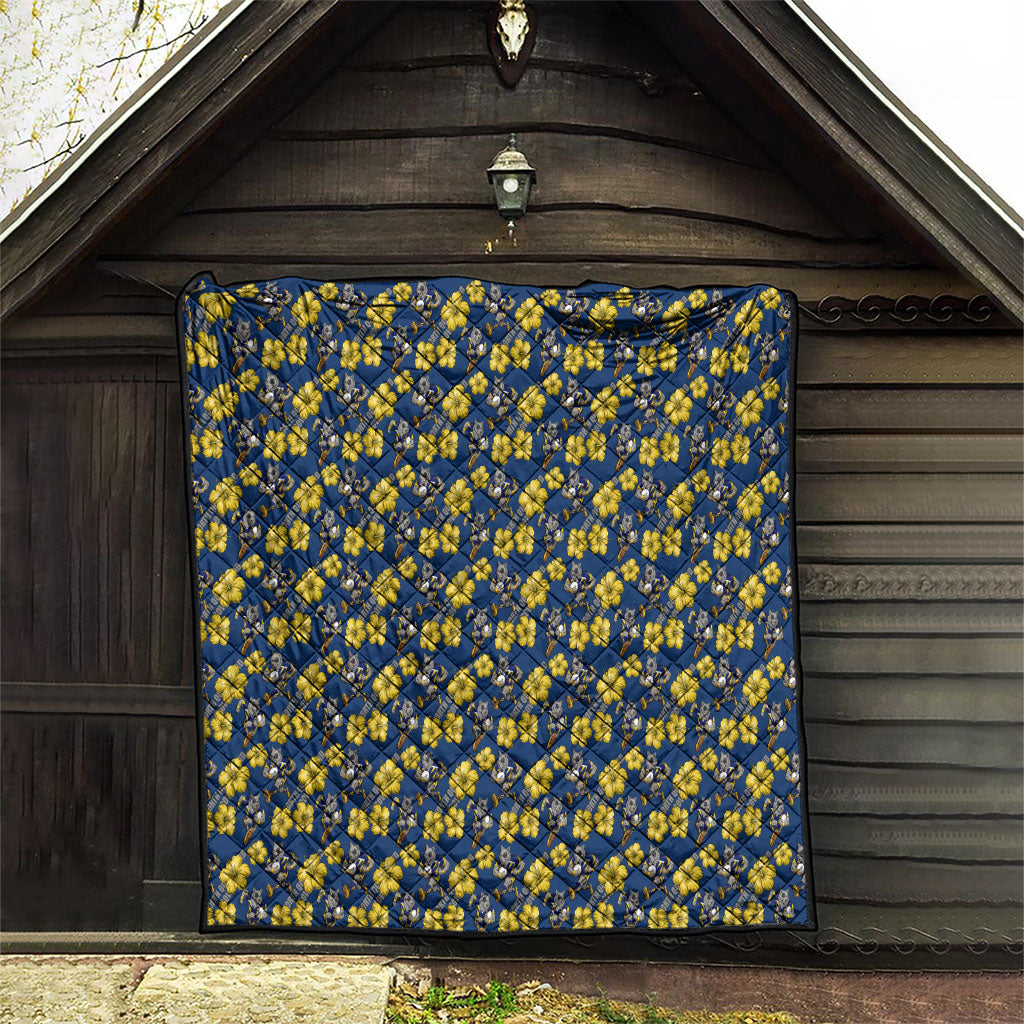 North Queensland Cowboys Quilt Tropical Hibiscus Floral Seamless Rugby Mascot