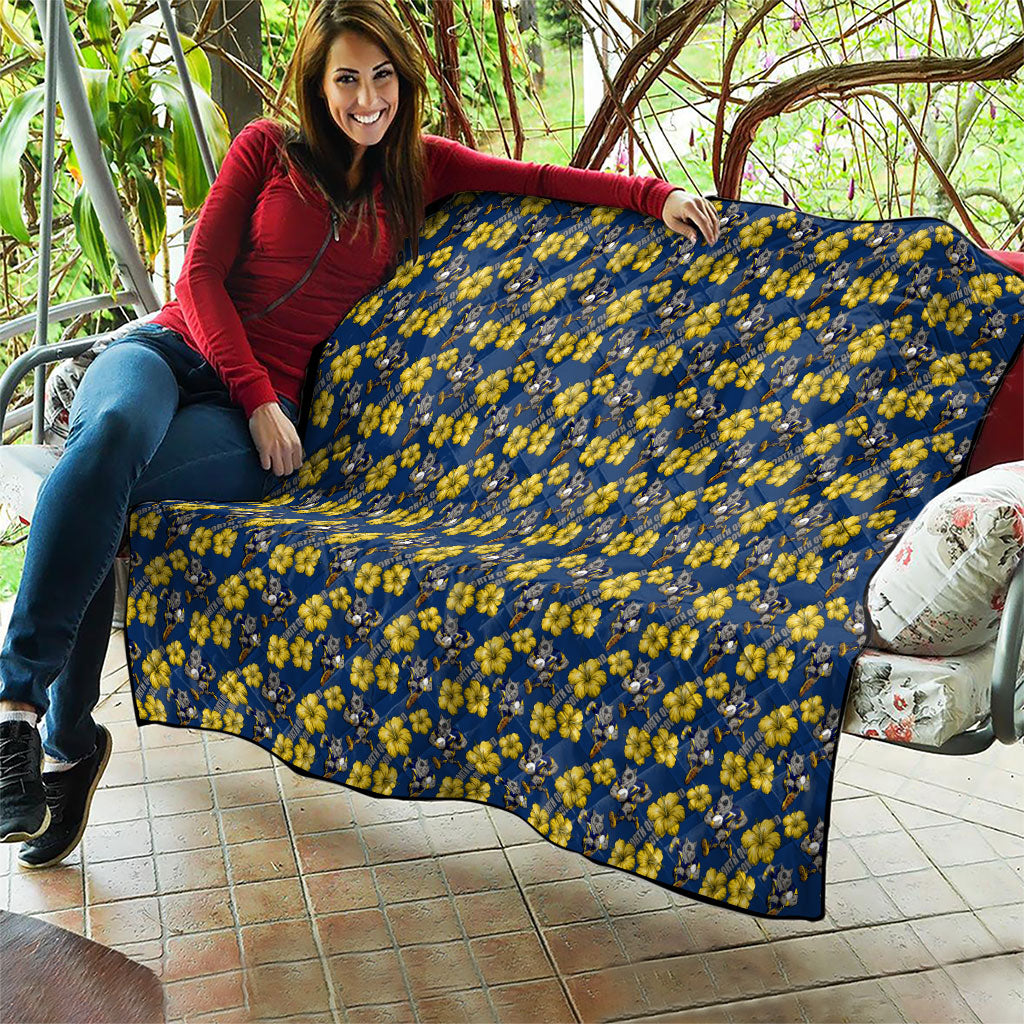 North Queensland Cowboys Quilt Tropical Hibiscus Floral Seamless Rugby Mascot