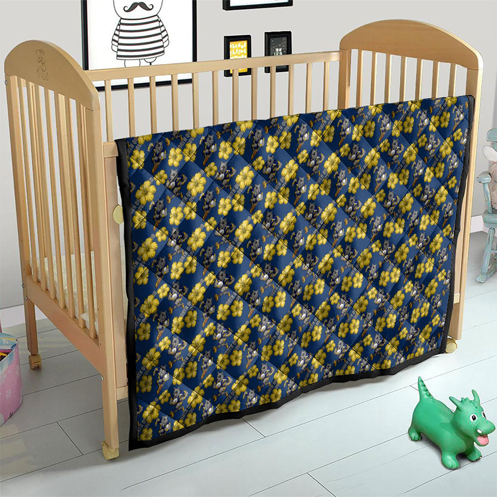North Queensland Cowboys Quilt Tropical Hibiscus Floral Seamless Rugby Mascot