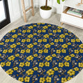 North Queensland Cowboys Round Carpet Tropical Hibiscus Floral Seamless Rugby Mascot