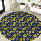 North Queensland Cowboys Round Carpet Tropical Hibiscus Floral Seamless Rugby Mascot