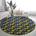 North Queensland Cowboys Round Carpet Tropical Hibiscus Floral Seamless Rugby Mascot