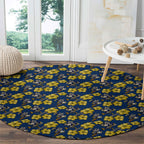 North Queensland Cowboys Round Carpet Tropical Hibiscus Floral Seamless Rugby Mascot