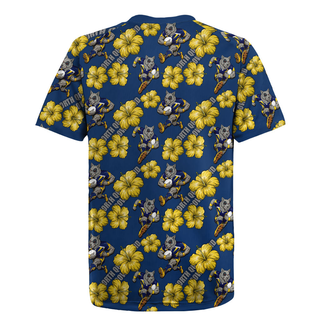 North Queensland Cowboys Rugby Jersey Tropical Hibiscus Floral Seamless Rugby Mascot
