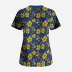 North Queensland Cowboys Scrub Top Tropical Hibiscus Floral Seamless Rugby Mascot