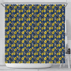 North Queensland Cowboys Shower Curtain Tropical Hibiscus Floral Seamless Rugby Mascot