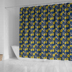 North Queensland Cowboys Shower Curtain Tropical Hibiscus Floral Seamless Rugby Mascot