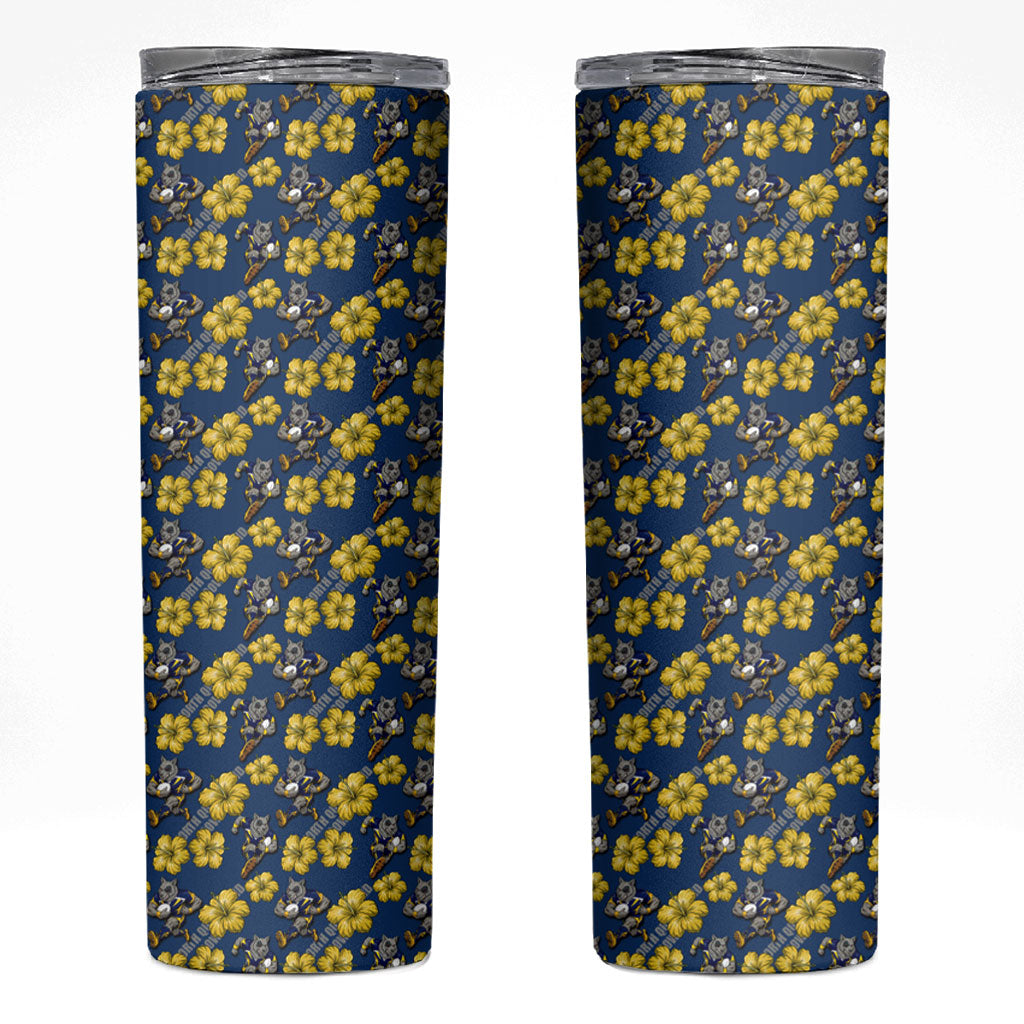 North Queensland Cowboys Skinny Tumbler Tropical Hibiscus Floral Seamless Rugby Mascot