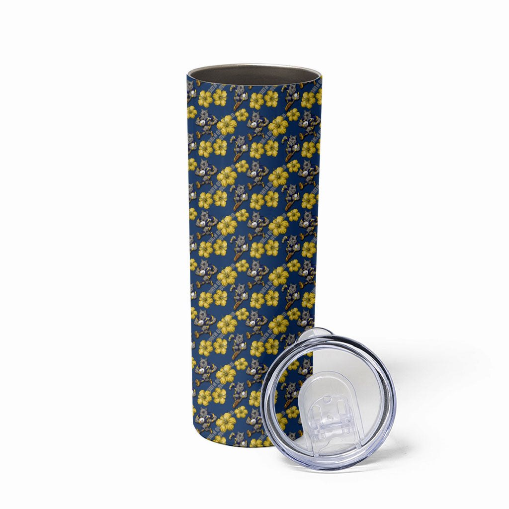 North Queensland Cowboys Skinny Tumbler Tropical Hibiscus Floral Seamless Rugby Mascot