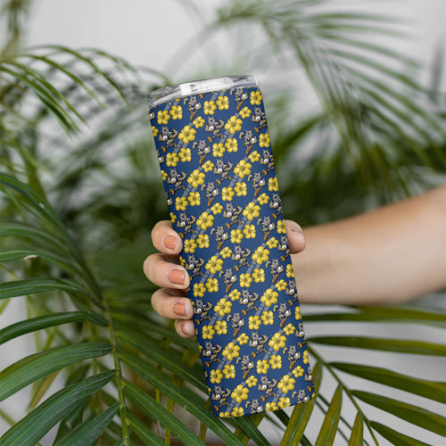 North Queensland Cowboys Skinny Tumbler Tropical Hibiscus Floral Seamless Rugby Mascot