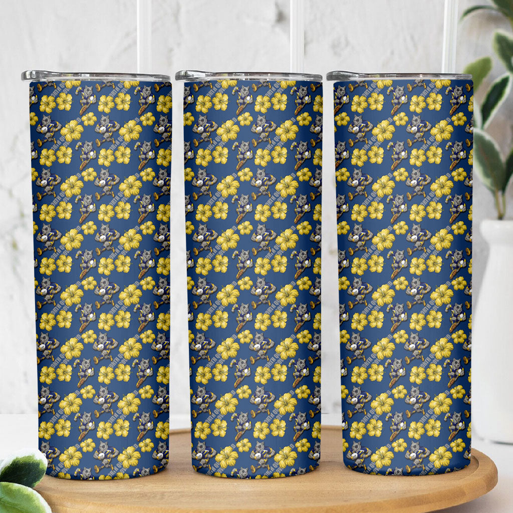 North Queensland Cowboys Skinny Tumbler Tropical Hibiscus Floral Seamless Rugby Mascot