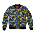 North Queensland Cowboys Sleeve Zip Bomber Jacket Tropical Hibiscus Floral Seamless Rugby Mascot