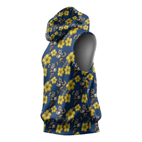 North Queensland Cowboys Sleeveless Hoodie Tropical Hibiscus Floral Seamless Rugby Mascot