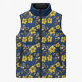 North Queensland Cowboys Sleeveless Puffer Jacket Tropical Hibiscus Floral Seamless Rugby Mascot