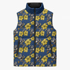 North Queensland Cowboys Sleeveless Puffer Jacket Tropical Hibiscus Floral Seamless Rugby Mascot
