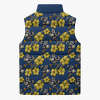 North Queensland Cowboys Sleeveless Puffer Jacket Tropical Hibiscus Floral Seamless Rugby Mascot