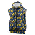 North Queensland Cowboys Sleeveless Zip Hoodie Tropical Hibiscus Floral Seamless Rugby Mascot