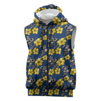 North Queensland Cowboys Sleeveless Zip Hoodie Tropical Hibiscus Floral Seamless Rugby Mascot