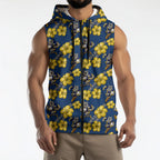 North Queensland Cowboys Sleeveless Zip Hoodie Tropical Hibiscus Floral Seamless Rugby Mascot