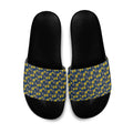 North Queensland Cowboys Slide Sandals Tropical Hibiscus Floral Seamless Rugby Mascot
