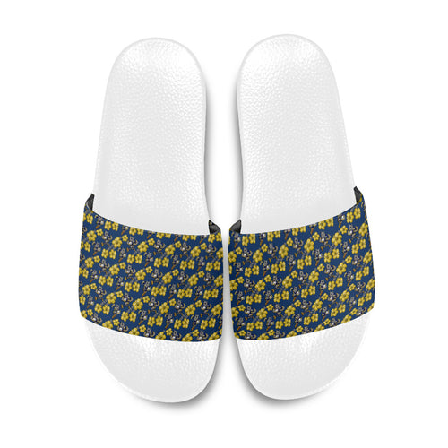 North Queensland Cowboys Slide Sandals Tropical Hibiscus Floral Seamless Rugby Mascot