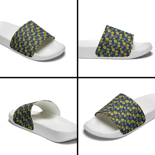 North Queensland Cowboys Slide Sandals Tropical Hibiscus Floral Seamless Rugby Mascot