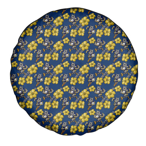 North Queensland Cowboys Spare Tire Cover Tropical Hibiscus Floral Seamless Rugby Mascot