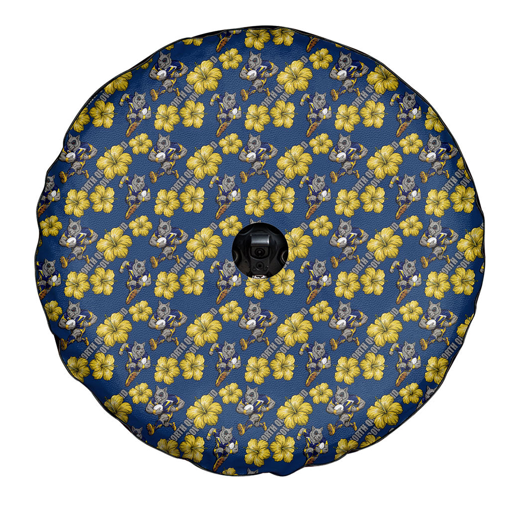 North Queensland Cowboys Spare Tire Cover Tropical Hibiscus Floral Seamless Rugby Mascot