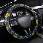 North Queensland Cowboys Steering Wheel Cover Tropical Hibiscus Floral Seamless Rugby Mascot