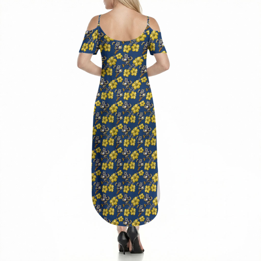 North Queensland Cowboys Summer Maxi Dress Tropical Hibiscus Floral Seamless Rugby Mascot