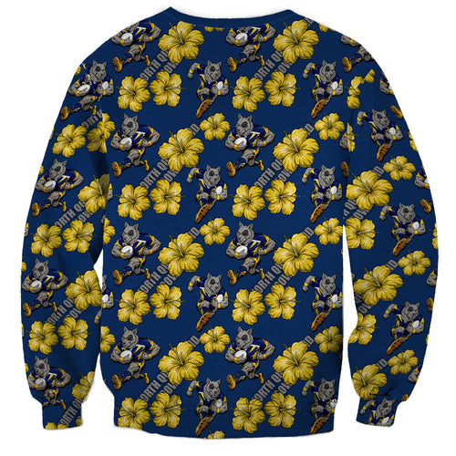 North Queensland Cowboys Sweatshirt Tropical Hibiscus Floral Seamless Rugby Mascot