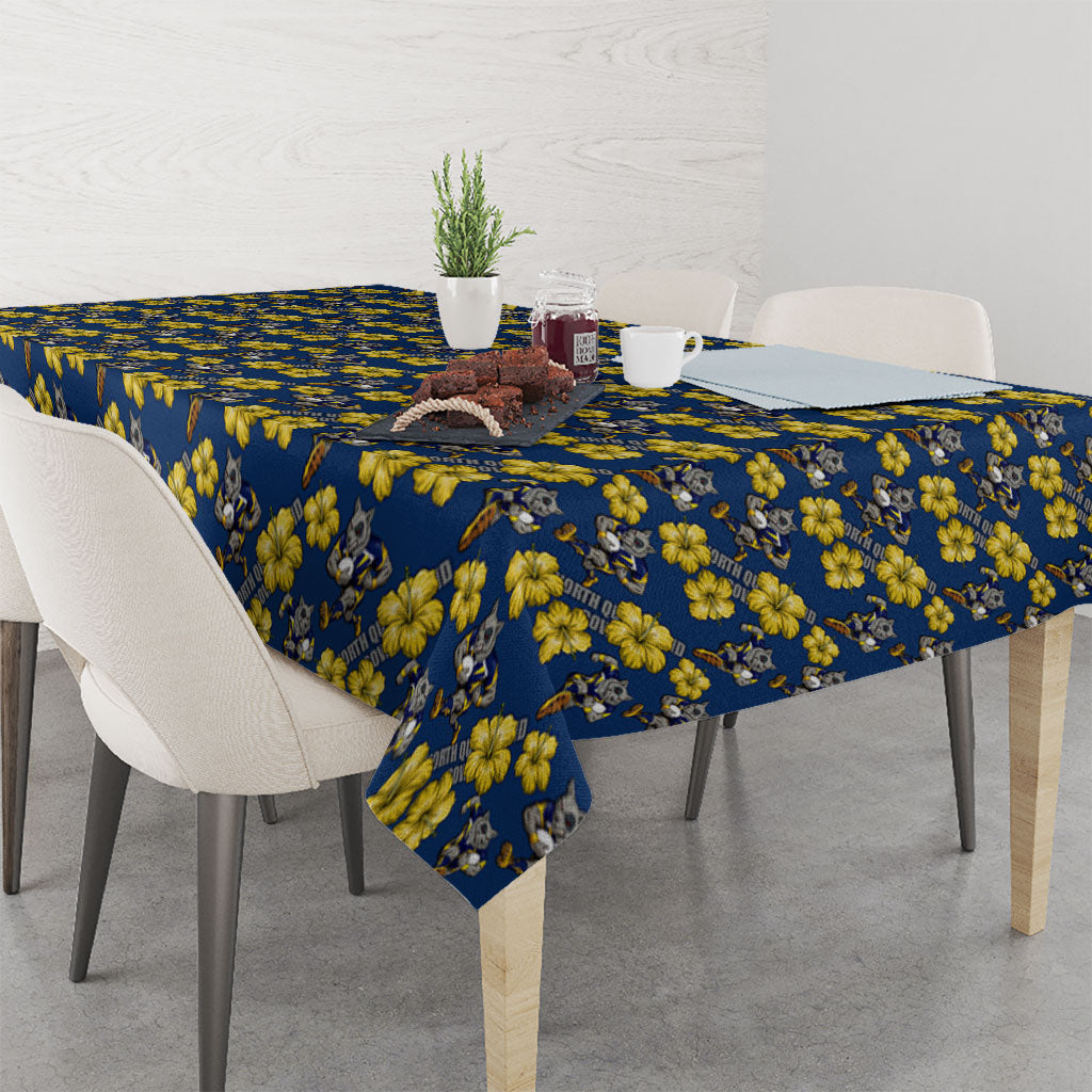 North Queensland Cowboys Tablecloth Tropical Hibiscus Floral Seamless Rugby Mascot
