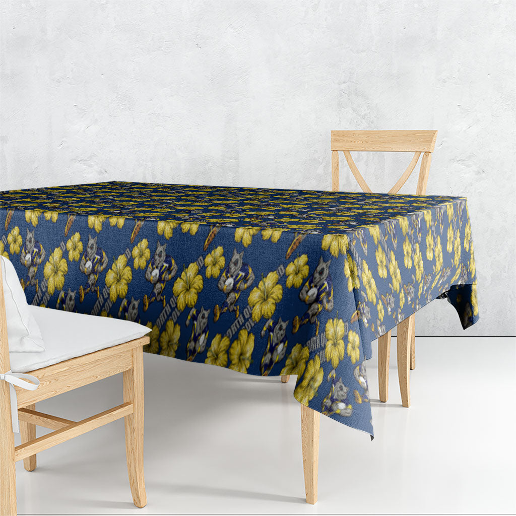 North Queensland Cowboys Tablecloth Tropical Hibiscus Floral Seamless Rugby Mascot