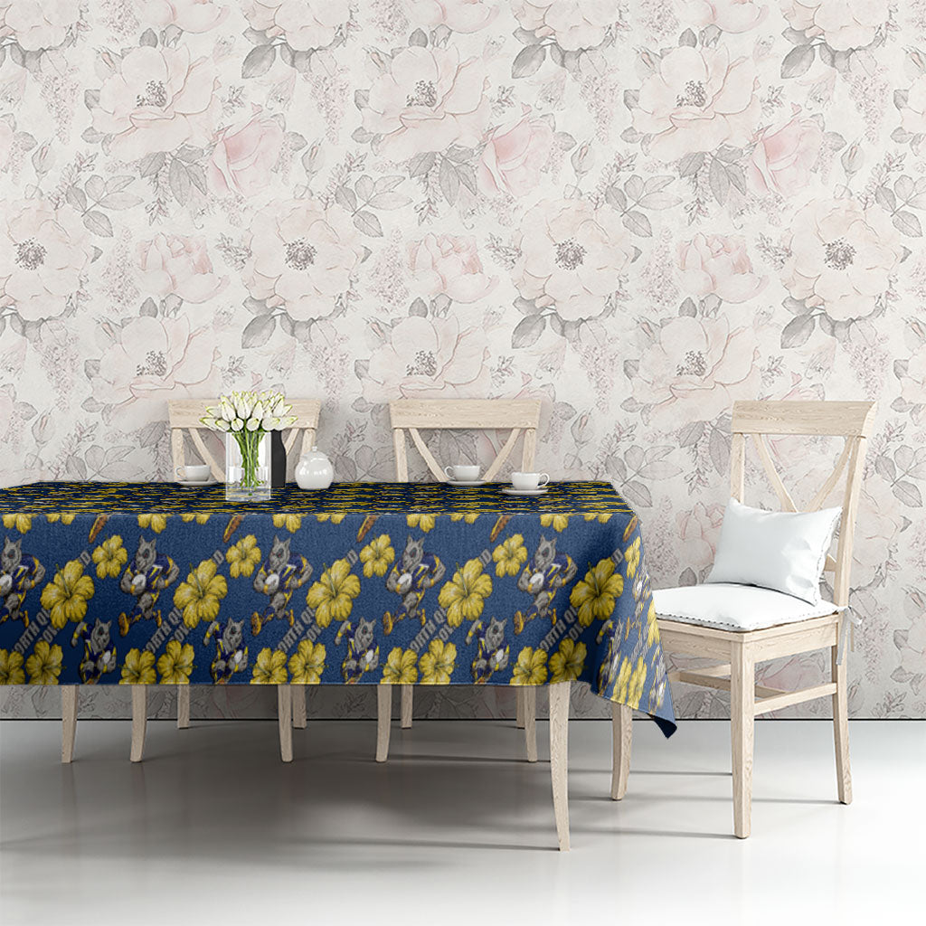 North Queensland Cowboys Tablecloth Tropical Hibiscus Floral Seamless Rugby Mascot