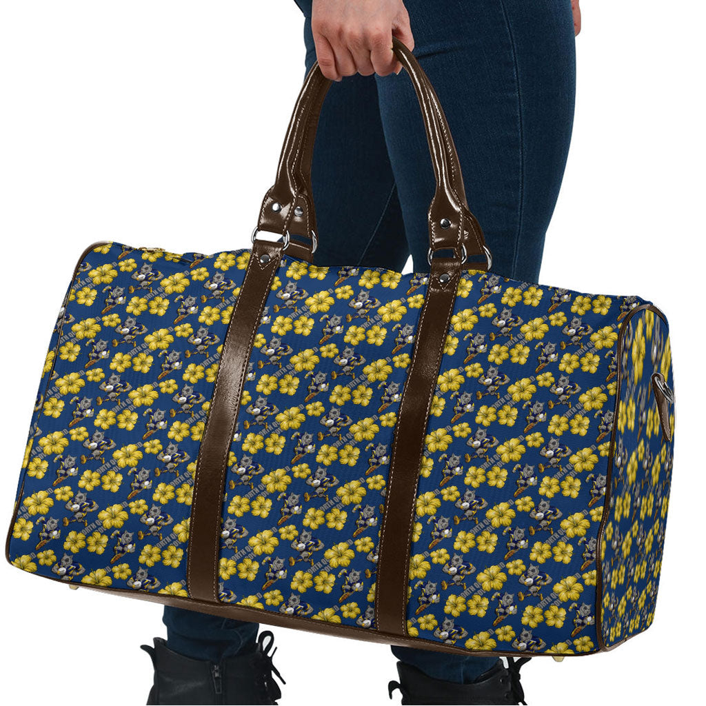 North Queensland Cowboys Travel Bag Tropical Hibiscus Floral Seamless Rugby Mascot